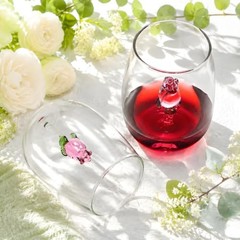 Set of 2 Stemless Wine Glassware with Rose Inside, 20 OZ Large Stemless