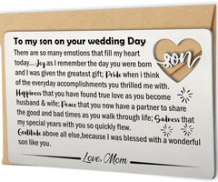 YODOCAMP Son Wedding Gifts from Mom, Engraved Wallet Card Insert for Son on His