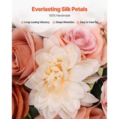 Uimoso Artificial Wedding Arch Flowers Kit Orange With 2Pcs Flowers 3Pcs Drapes