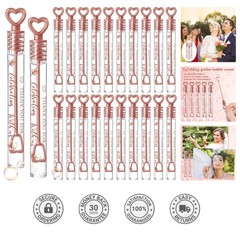 Elegant 100 Pcs Wedding Bubble Wands – Rose Gold Key Theme for Celebrations