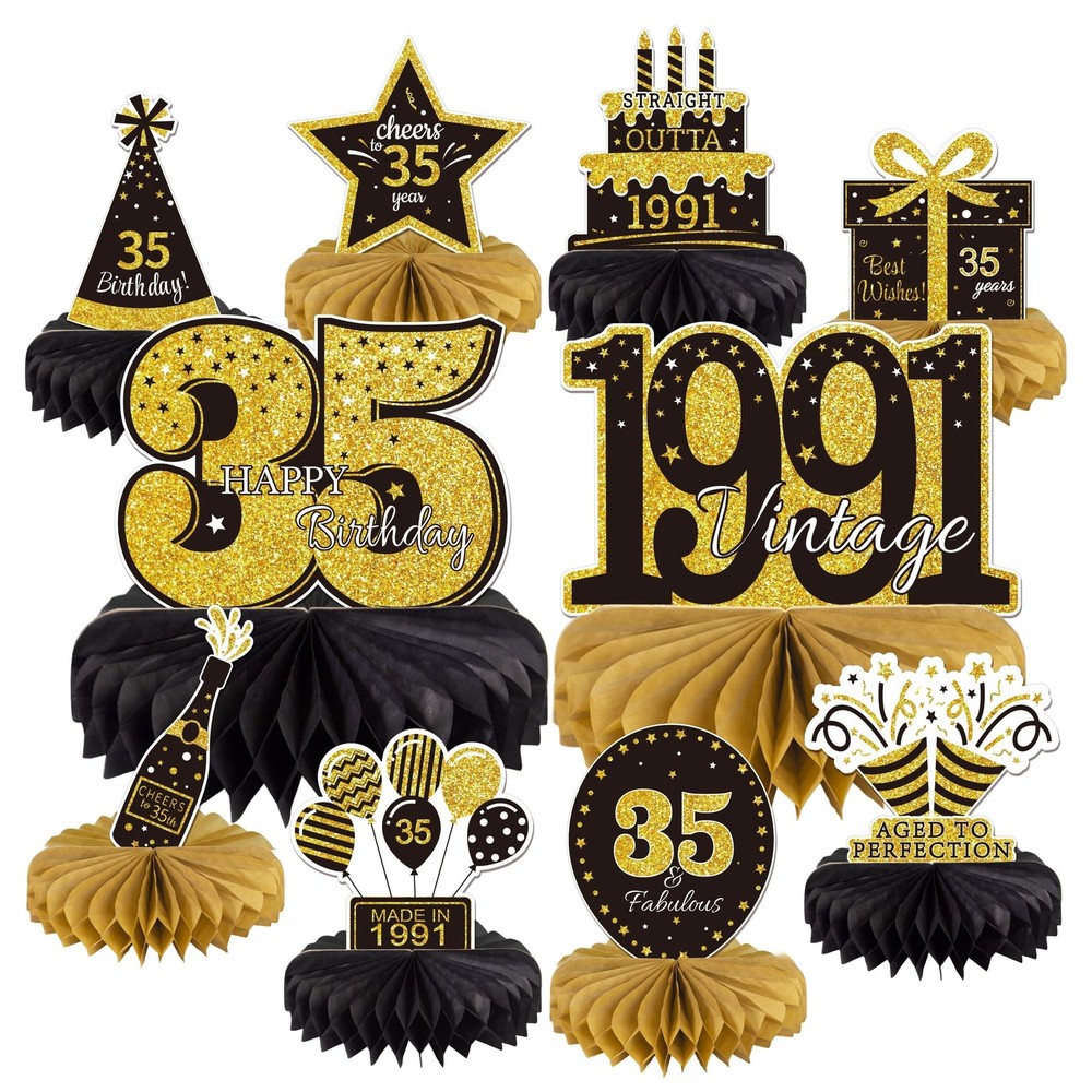 10PCS 35th Birthday Decorations Centerpieces for Table Decorations, 2026 Vint…
