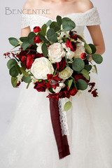 14 Inch Burgundy Bridal Bouquet,Fall Wedding Bouquet,Bride Bouquets for Wedding