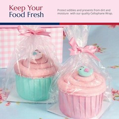 Clear Cellophane Wrap for Hampers 100′ x 31″ with 10 Pull Bows and 2 Ribbon