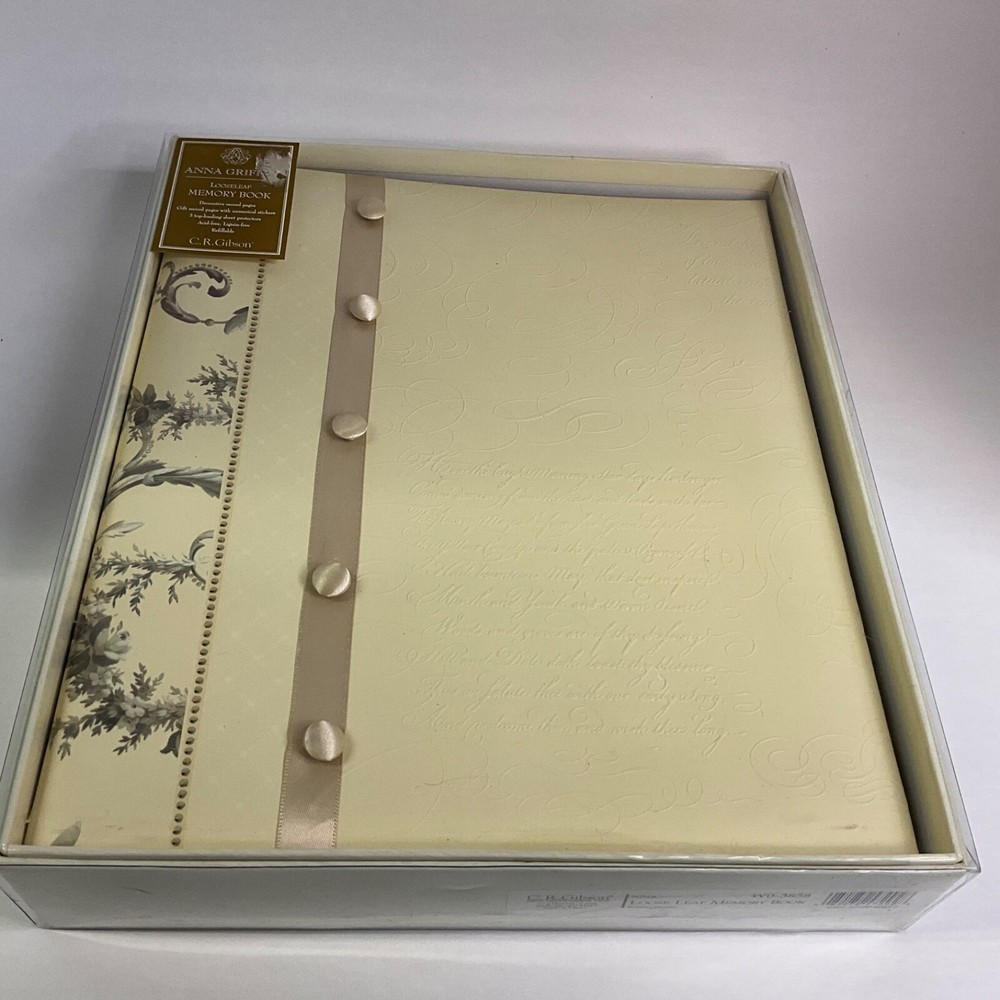 NEW C.R. GIBSON FINE GIFTS ANNA GRIFFIN MEMORY BOOK IVORY FLORAL W0-3858 LINEN