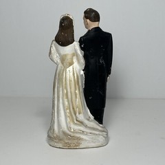 Vintage 1949 Wedding Cake Topper By Novelty Co Marblelike 5 3/8 X 2.5 Inches