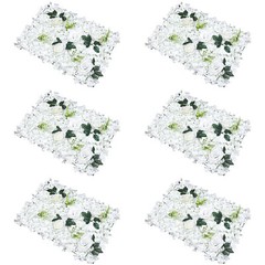 6 PCS Artificial Flower Wall Panel White Hydrangea Rose Wedding Backdrop Decor