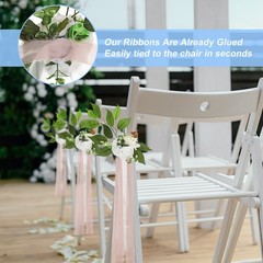 10Pcs Wedding Aisle Decorations Pew Flowers Chair Decor Artificial Flowers White