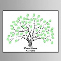 Large 23.6″ Canvas Fingerprint Tree Painting Wedding Party Guest Book w/ Ink Pad