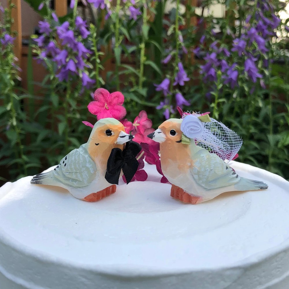 Mourning Dove Turtledove Love Birds Cake Topper Bride & Groom Wedding Engagement