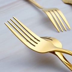 Gold Dinner Fork Set, Seeshine 7.8-inch Stainless Steel Shiny Gold Metal Tabl…
