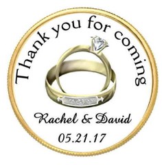 GOLD WEDDING FAVORS ROUND STICKERS LABELS FOR YOUR FAVORS