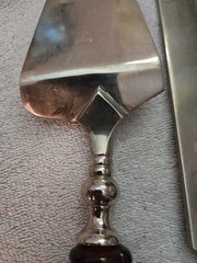 Cake Server Set & Ice Cream Scoop w/ Glass Bead Handles Vintage ~ India