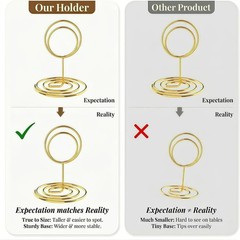 20 Pcs Gold Table Number Holders, 2.5-Inch Place Card Holders With Widened Base,