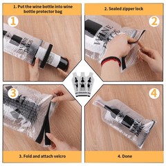 Wine Bags for Travel, 3 Set Reusable Wine Bottle Travel Protector Bags, Doubl…
