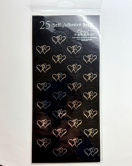 Foil Double Heart Self-Adhesive Envelope Seals/Stickers Wedding Engagement Black