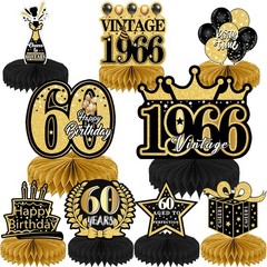Refavor 9Pcs 60th Birthday Party Decorations – Black Gold