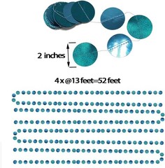 Cheerland Glitter Teal Blue 13 Foot (Pack of 4), Circle Garland