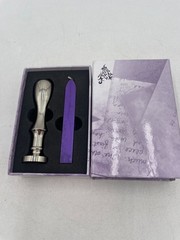 Silver Wax Seal Stamp Set By Younique Purple Wax Stick Decorative Design In Box