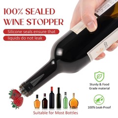 RICHCEE 2 Pack Strawberry Wine Stoppers for Bottles, Zinc Alloy Silver