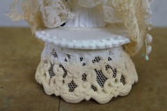 Mid Century 1950s Bride & Groom Marriage Wedding Cake Topper Arch 11″