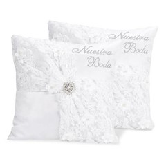 Nuestra Boda Wedding Kneeling Pillows Cover Set of 2, 16 x 16 Inch Embroidered