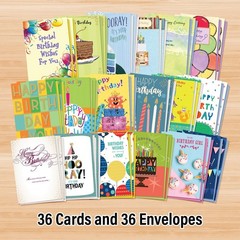 Designer Papers Birthday Greeting Card Assortment with Organizer Box (36 Card…