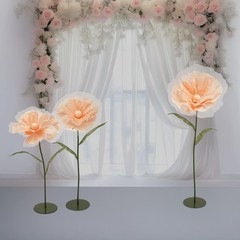 Fake Flowers 3pcs Champagne Wedding Centerpiece Aisle Decor Artificial With Base