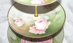 Custom Three Tier Tea Party Cake Stand Made With Vintage Hand Painted Plates