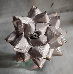 Handmade Paper Flower on stem (Gray Pattern No.5) for Wedding, St. Valentine’s