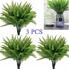 3Pcs Plastic Lifelike Artificial Fern Foliage Bush Plants Indoor Outdoor Decor