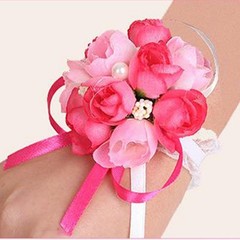4Pcs Reusable Party Wrist Flower Brooch Rosy Wedding Decoration