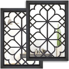 Wocred Set of 2 Rectangular Wall Mirror,Gorgeous Rustic Farmhouse Accent Mirr…