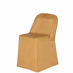 50 Gold Polyester FOLDING Flat CHAIR COVERS Wedding Party Banquet Decorations