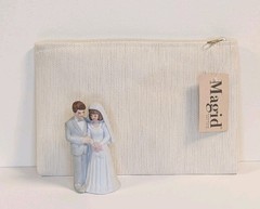 Bridal Gift Set Bride Clutch Bag NWT + Vintage Wedding Cake Topper Korea Decor