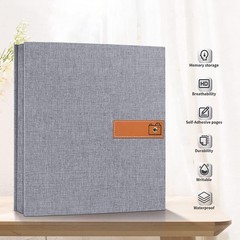 Self Adhesive Photo Album 4×6 5×7 8×10, DIY Picture Book, Gift for Mom, Gray