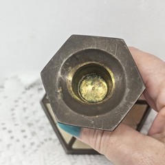 Vintage Brass & Mother of Pearl Inlay Candlestick Holder – Mid Century Boho