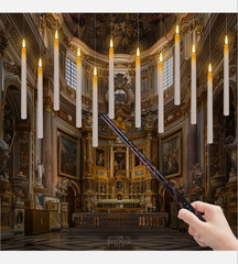 Harry Potter 10 LED Flameless Floating Candles Magic Wand Remote Halloween Decor