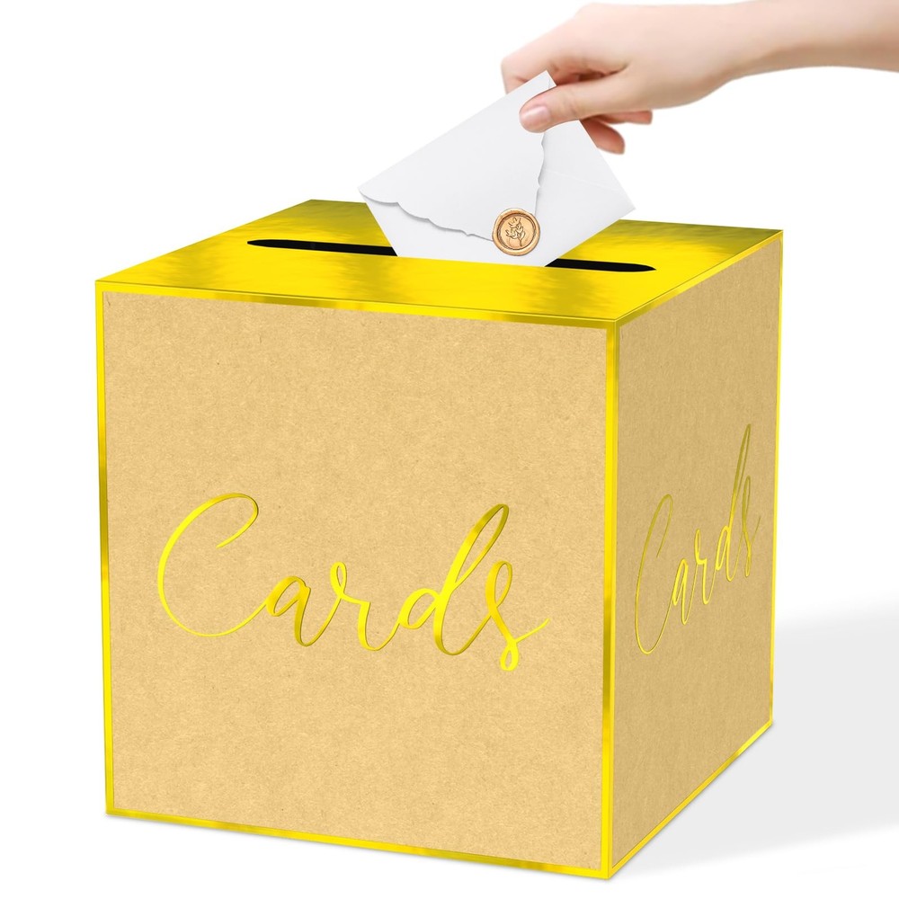 Brown Gold Foil Card Box Parties Weddings Birthdays Bridal Baby Shower Decor