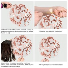 Rose Gold Confetti Balloons – 50pcs 50 Count (Pack of 1), and White