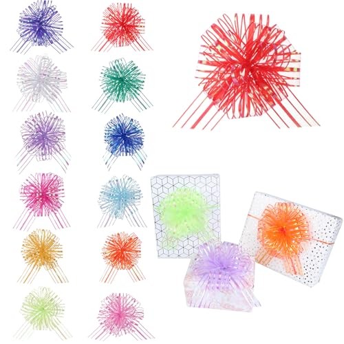 12 Pieces Large Organza Pull Bows,6 Inches Pull Bows for Ogs2-12-mixed Color