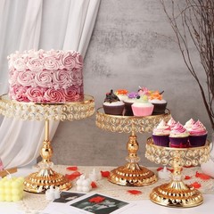 12 Pcs Gold Cake Stand Set Cake Display W/ Crystal Edge & Cupcake Display Tray