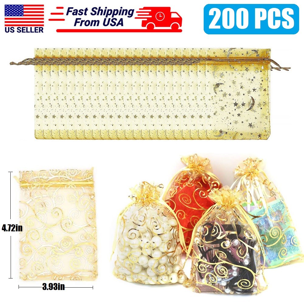 50/200pcs 4×5 inch Gift Wrap Bags Drawstring Pouches Party Wedding Gift Bags USA