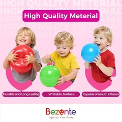 Bezente Assorted Rainbow Latex Balloons, 100 Pack 12 inch Round Helium Bright Co