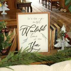 Framed It’s The Most Wonderful Time of The Year Wall Decor 16″L x 12″W Brown