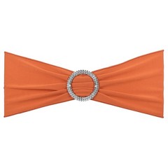 25Pcs 14″x5″ Stretch Chair Sashes Bows Chair Bands Sash with Buckle Orange