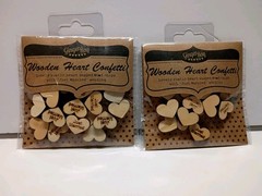 Ginger Ray Heart Wooden Just Married Table Scatter Wedding Confetti, Lot Of 2