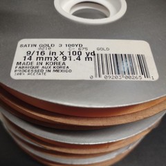 #3 McGinley Satin, Gold, 100 Yard Acetate Ribbon 9/16″ for Corsages & Events