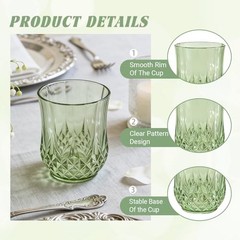 Pack Plastic Stemless Wine Glasses,oz Unbreakable Vintage 12 12oz-sage green