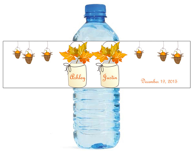 100 Fall Mason Jars Wedding Anniversary Water Bottle labels Engagement Party