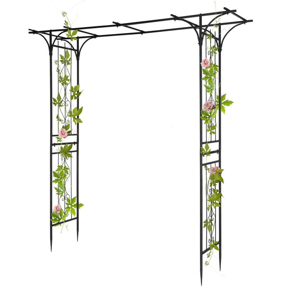 Metal Garden Arch 7 FT Garden Arbor for Climbing Plant Outdoor Wedding Black